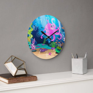 Relógio Grande casa de praia de peixe-oceano fofo