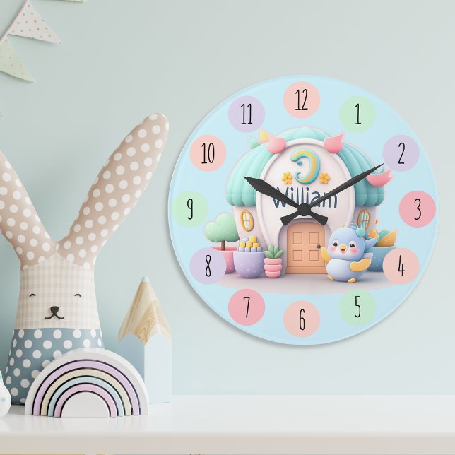 Relógio Grande Casa pequena com dragão e rapaz do NOME (Criador carregado)