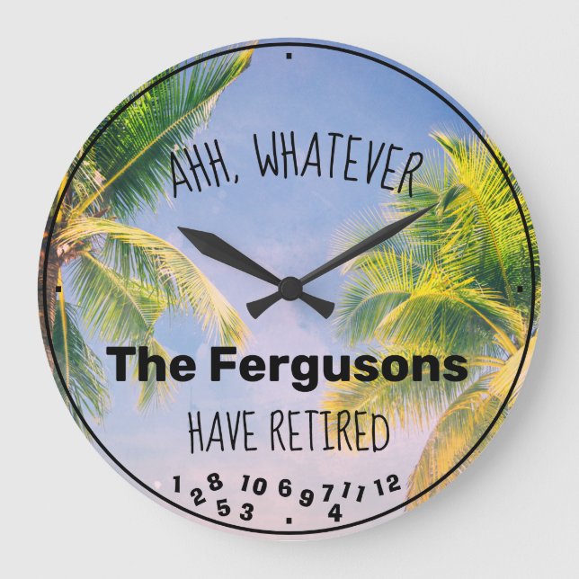 Relógio Grande Casal Aposentado Nome da Família Palma Árvores Apo (Frente)