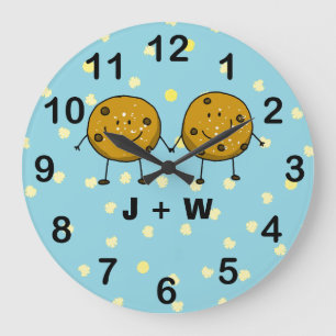 Relógio Grande Casal Cookie charmoso personalizado