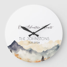 Relógio Grande Casal de Montanha de Cores Aquáticas Neutras de ou