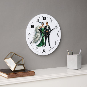 Relógio Grande Casal Deco de Arte Elegante