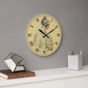 Relógio Grande Casamento Antigo, Retrato Nupcial de Noiva Vitoria