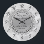 Relógio Grande Casamento de 25 de Ouros de Luxo<br><div class="desc">Relógio de aniversário de casamento de diamantes de prata elegantes.</div>