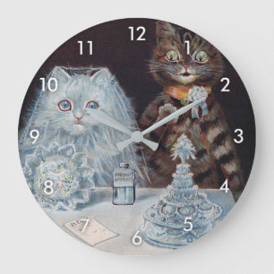 Relógio Grande Casamento de Gato, Casamento, Noiva, Louis Wain