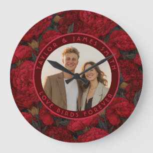 Relógio Grande Casamento Florestal Inspirado em Cravos Customizad