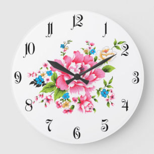 Relógio Grande Casamento Pink Peony bando de flores