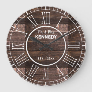 Relógio Grande Casamento Rustic Roman Numeral Barn Wood