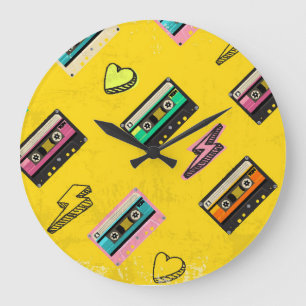 Relógio Grande Cassete Retro: Design do Partido do Amor anos 80