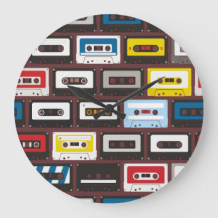 Relógio Grande Cassetes de áudio Vintage, tela de fundo contínua.