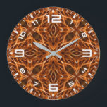 Relógio Grande Castanho Kaleidoscope Mandala Padrão<br><div class="desc">Castanho Kaleidoscope Mandala Padrão</div>