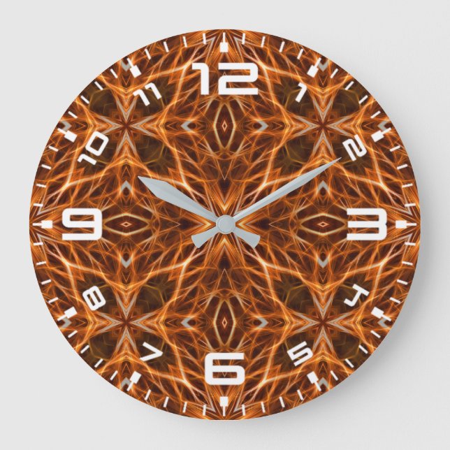 Relógio Grande Castanho Kaleidoscope Mandala Padrão (Frente)