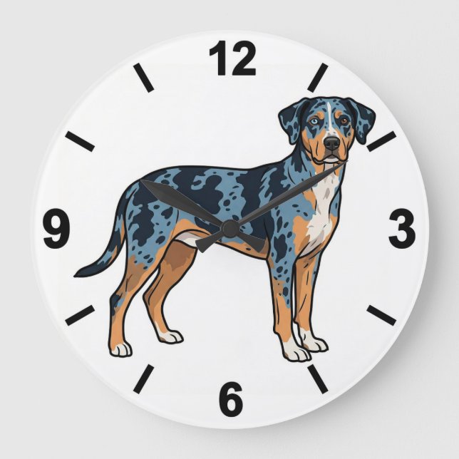 Relógio Grande Catahoula Leopard Dog Wall Clock Rustic Decor (Frente)