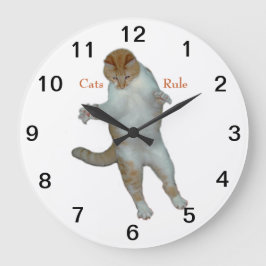 Relógio Grande Cats Rule cats jogando Wall Clock