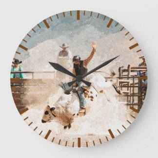 Relógio Grande Cavalgada de Touro de Rodeio Rústico Ocidental