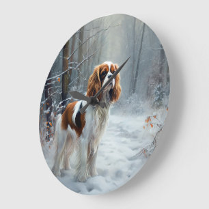 Relógio Grande Cavalier King Deixe Nevar Natal Escovado 