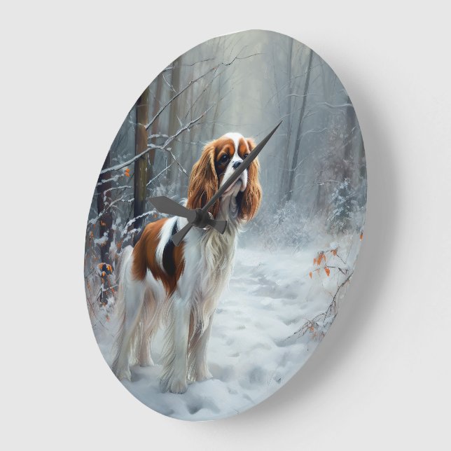 Relógio Grande Cavalier King Deixe Nevar Natal Escovado  (Ângulo)