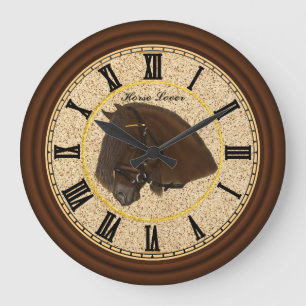 Relógio Grande Cavalo de Rascunho Frísia com números negros