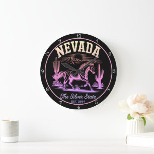 Relógio Grande Cavalo do Estado Prateado de Nevada 