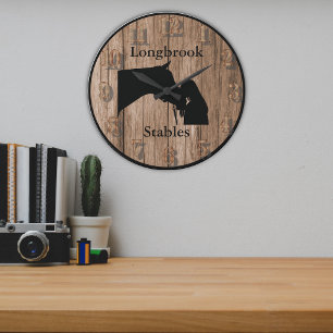 Relógio Grande Cavalos Adoram 6 Barnwood Personalizável Estilado