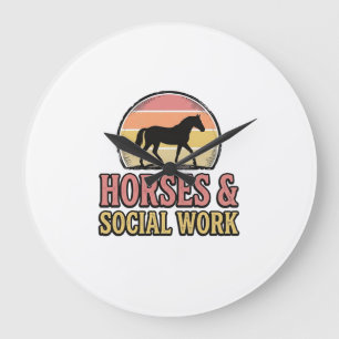 Relógio Grande Cavalos & Trabalho Social Projeto Vetorial Retro P