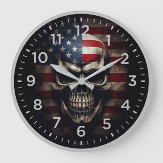 Relógio Grande Caveira da Bandeira Americana