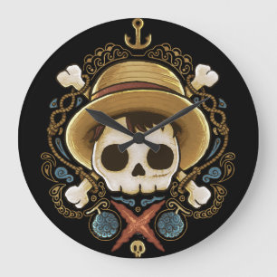 Relógio Grande Caveira de Pirata