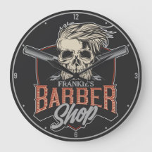 Caveira e Navalhas do Hipster de Barber Personaliz