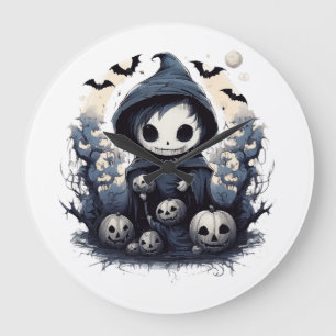 Relógio Grande Ceifador Chibi Encapuzado Halloween - Fã do Dark W