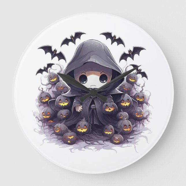 Relógio Grande Ceifador Chibi Halloween - Fantasia Sombria Adoráv (Frente)