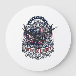 Relógio Grande Ceifador da Liberdade Patriótica Esqueleto Patriot