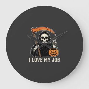 Relógio Grande Ceifador Eu Amo Meu Trabalho Design de Halloween