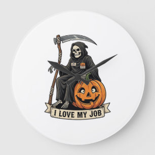 Relógio Grande Ceifeiro Amor Trabalho Halloween Abóbora Foice_1