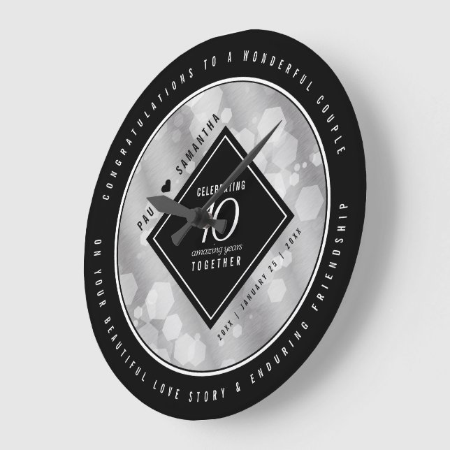 Relógio Grande Celebração do Aniversário de Casamento de 10 Tin (Ângulo)