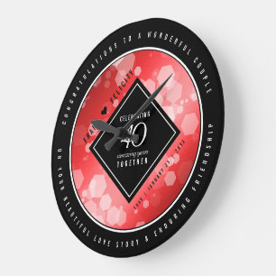 Relógio Grande Celebração do Aniversário do Casamento Ruby, 40º E