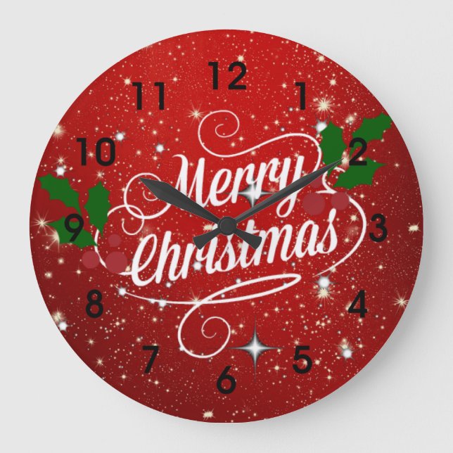Relógio Grande Celebração Vermelho, Feliz Natal (Frente)