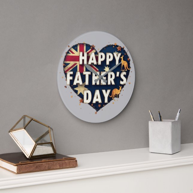 Relógio Grande Celebrate Aussie Dads | British-Australian Father' (Escritório)