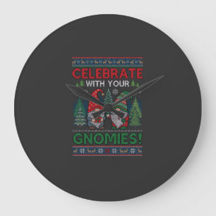 Relógio Grande Celebre Gnomies Natal Gnomos Árvores Rena