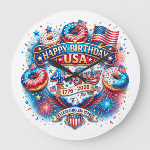 Relógio Grande Celebre o 250º aniversário da América com donut