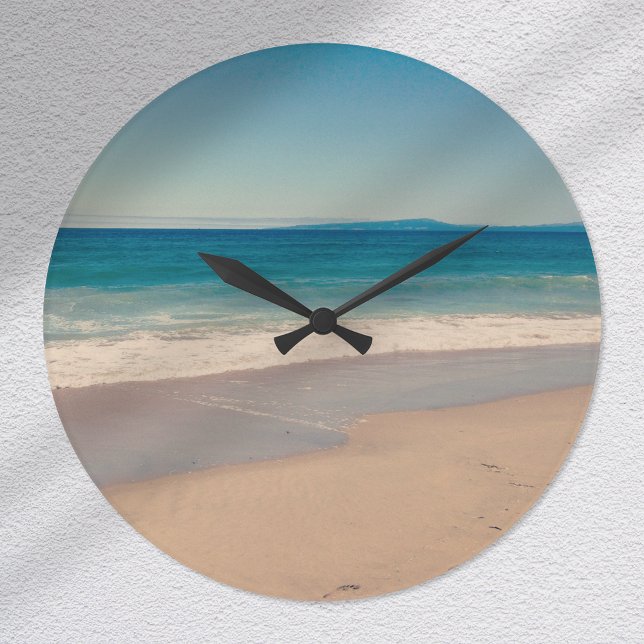 Relógio Grande Cena de Aqua Beach (Aqua Beach Scene Large Clock)