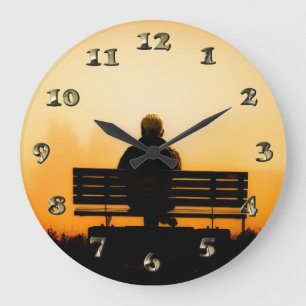 Relógio Grande Cena do Sol com Homem no Banco
