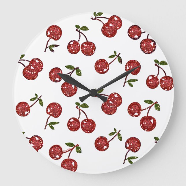 Relógio Grande Cerejas Rochabilmente Muito Cerejeiras Em Branco (Frente)