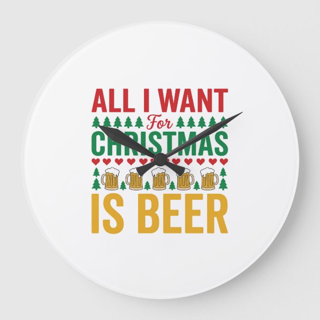 Relógio Grande Cerveja de Natal Design Divertido de Bebida de Fer (Frente)