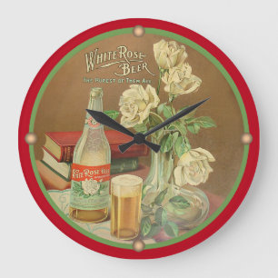 Relógio Grande Cerveja de Rosa Branca