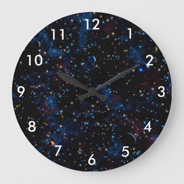Relógio Grande Céu estrelado com estrelas e planetas (Frente)