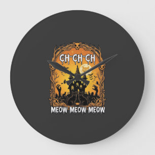 Relógio Grande Ch Meow Halloween Castelo Assombrado_1