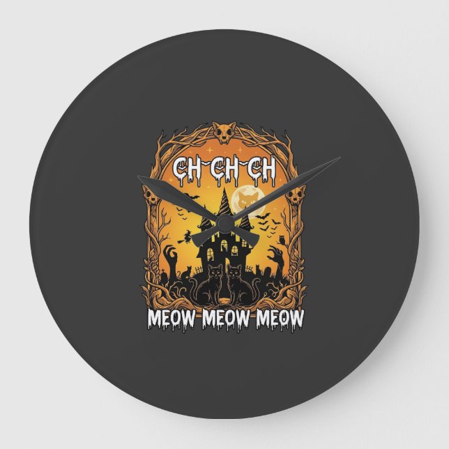 Relógio Grande Ch Meow Halloween Castelo Assombrado_1 (Frente)