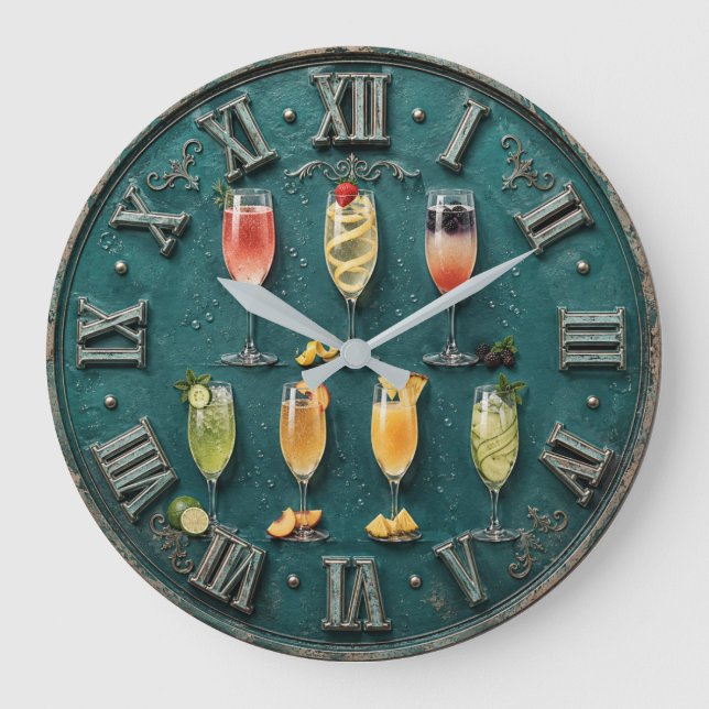 Relógio Grande Champagne Cocktail Home Bar Decor (Frente)