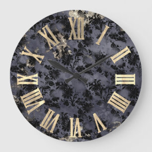 Relógio Grande Champaigne Dourado Black Floral Números Romanos