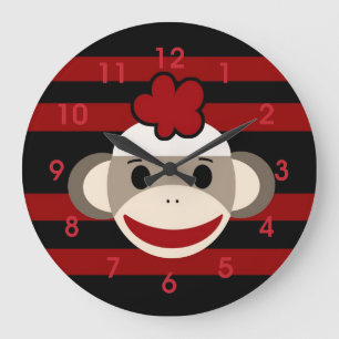 Relógio Grande Chapéu listrado vermelho e preto da flor da menin